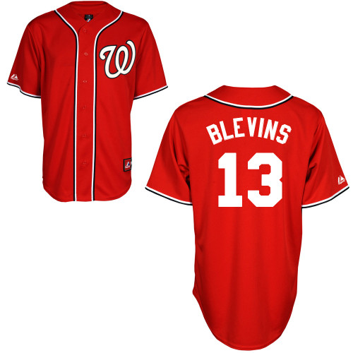 Jerry Blevins #13 mlb Jersey-Washington Nationals Women's Authentic Alternate 1 Red Cool Base Baseball Jersey
